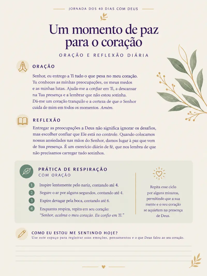 Exemplo de oração e reflexão diária
